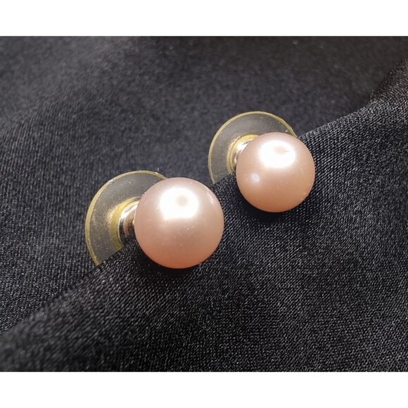 Mid-Century 14K Gold Pearl Stud Earrings - Picture 1 of 6